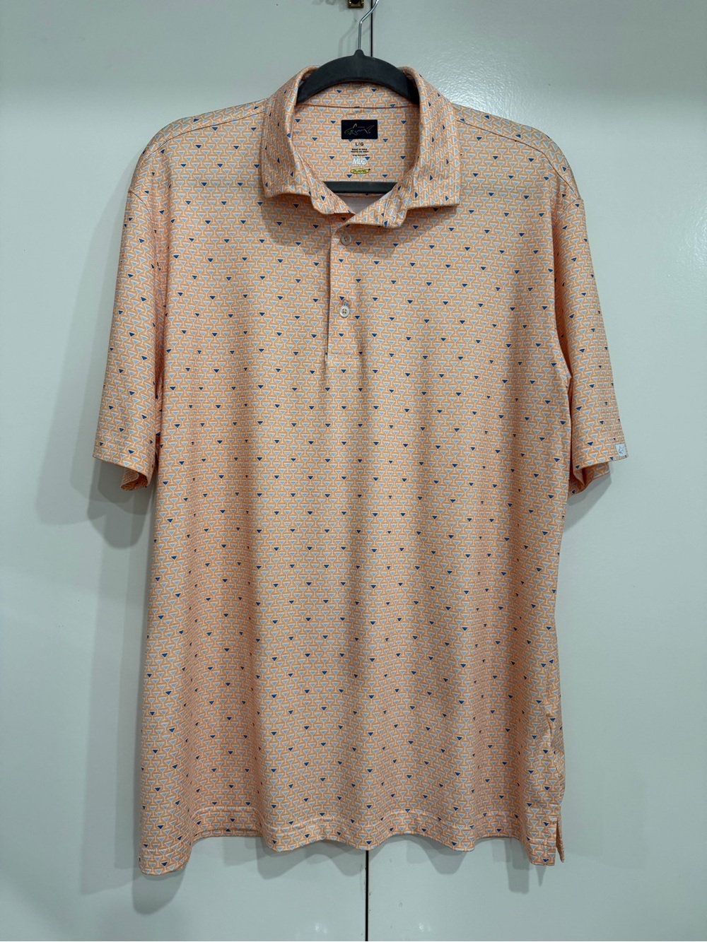Greg Norman Collection Peach Polo with Navy Accent Martinis size L